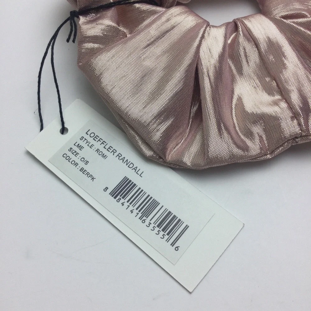 NWT Loeffler Randall Romi Rose Gold Metallic Lamé Scrunchie